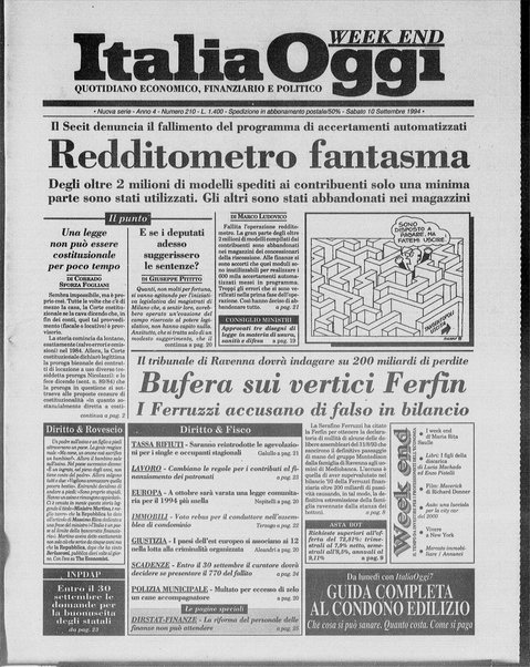 Italia oggi : quotidiano di economia finanza e politica